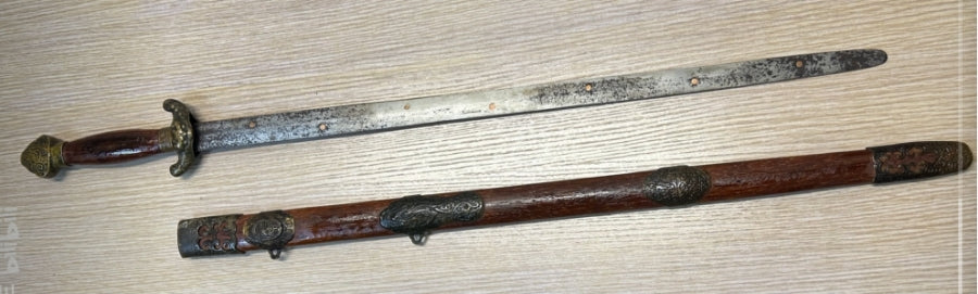 【铜装黑檀木锰钢小龙泉剑】Lightweight Longquan Sword – 65Mn Spring Steel, Brass Fittings, Ebony Mounts