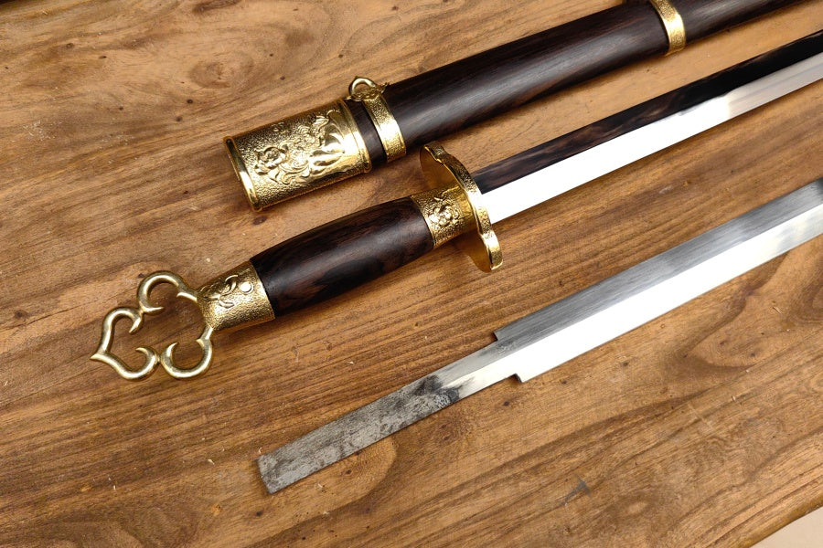 【莲花装环首明剑】Lotus Ring Pommel Ming Jian – Hand-Forged 60Si2Mn Steel