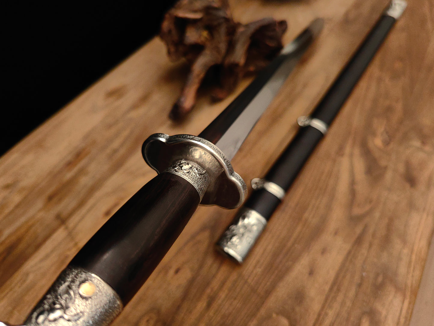 【莲花装环首明剑】Lotus Ring Pommel Ming Jian – Hand-Forged 60Si2Mn Steel