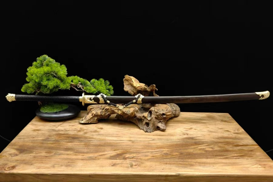 【铜装锰钢黑檀鞘苗刀】Hand-Forged Miaodao | 60Si2Mn Spring Steel Long Saber