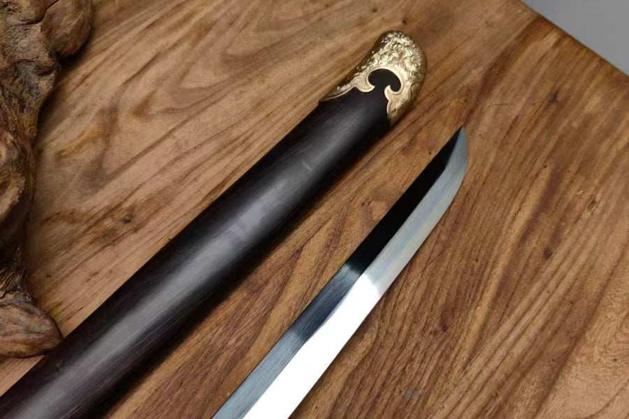 【铜装锰钢黑檀鞘苗刀】Hand-Forged Miaodao | 60Si2Mn Spring Steel Long Saber