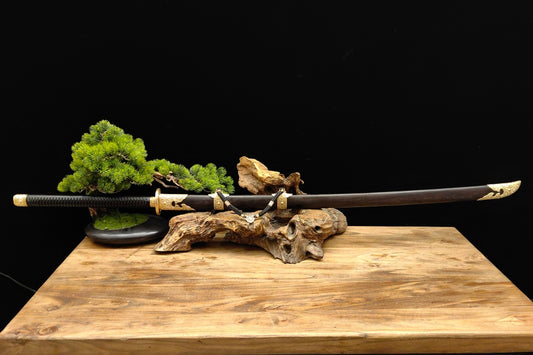 【铜装锰钢黑檀鞘苗刀】Hand-Forged Miaodao | 60Si2Mn Spring Steel Long Saber