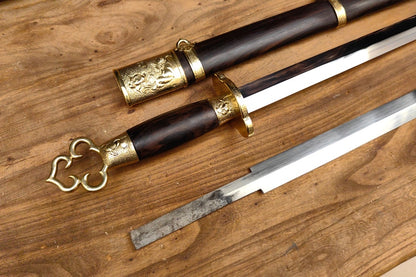 【莲花装环首明剑】Lotus Ring Pommel Ming Jian – Hand-Forged 60Si2Mn Steel