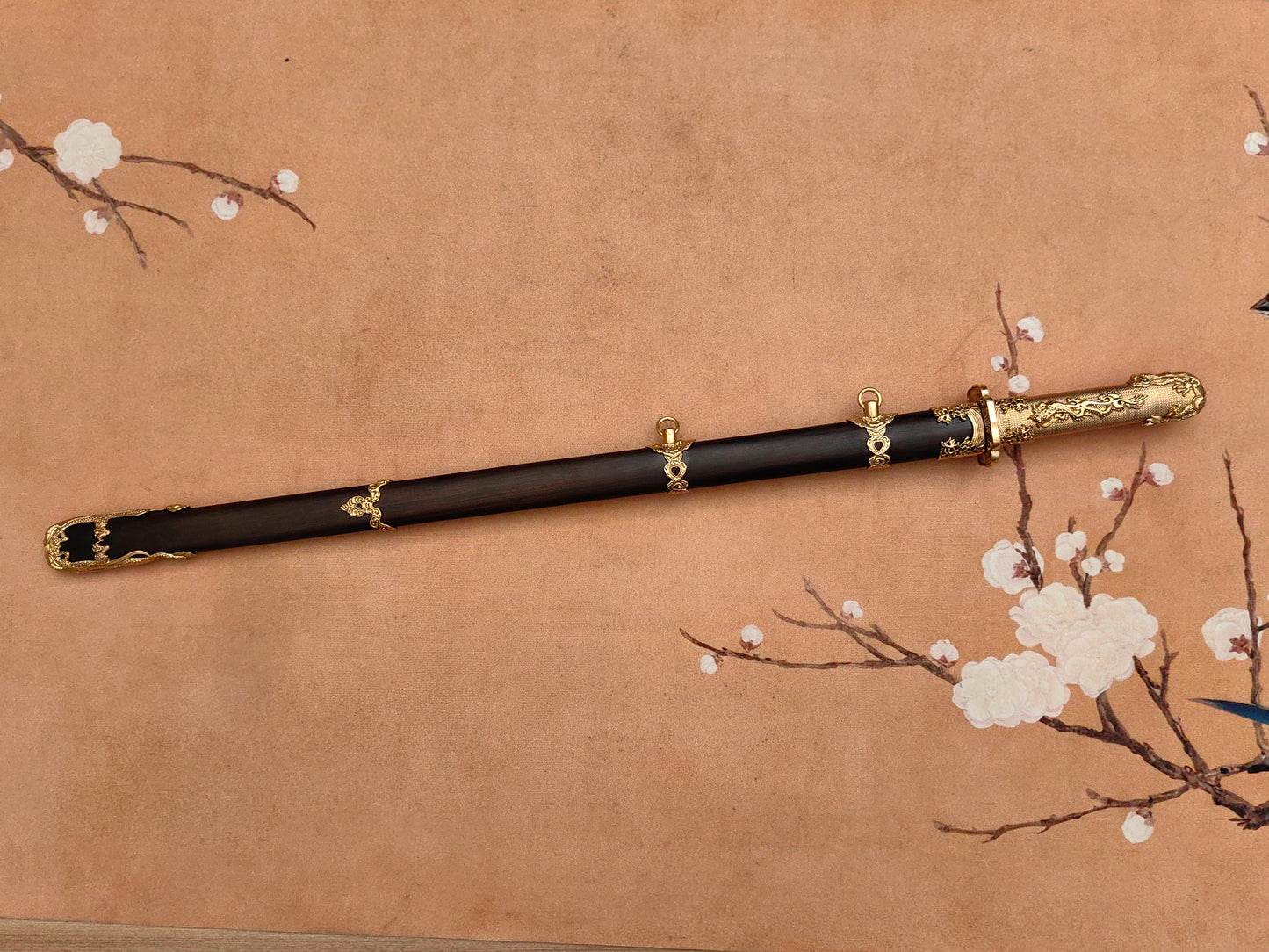 【镔铁水龙唐刀】Patterned Wootz Steel Tang Dynasty Dao – “Water Dragon” Clay-Hardened Blade