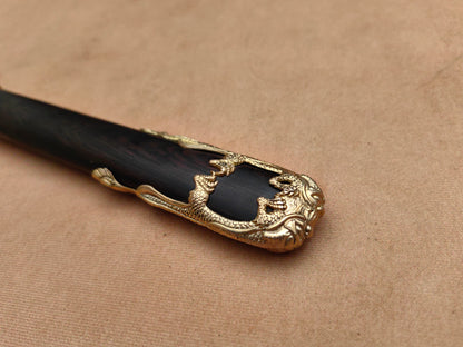 【镔铁水龙唐刀】Patterned Wootz Steel Tang Dynasty Dao – “Water Dragon” Clay-Hardened Blade