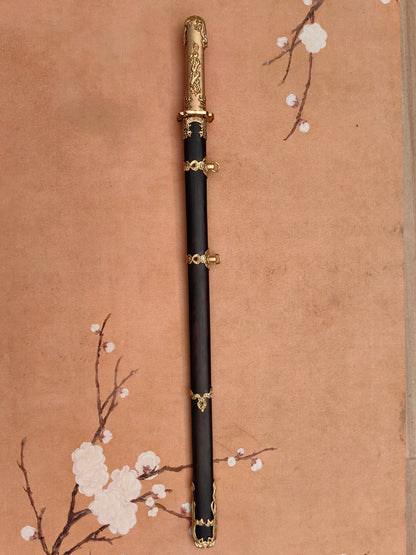 【镔铁水龙唐刀】Patterned Wootz Steel Tang Dynasty Dao – “Water Dragon” Clay-Hardened Blade