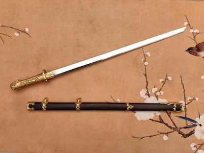 【镔铁水龙唐刀】Patterned Wootz Steel Tang Dynasty Dao – “Water Dragon” Clay-Hardened Blade