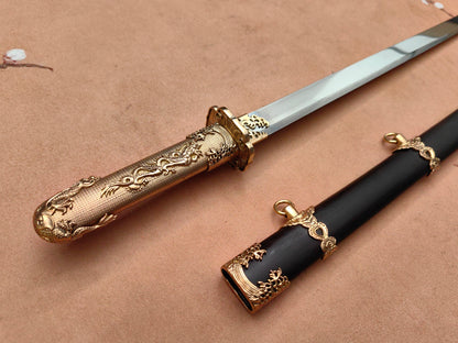 【镔铁水龙唐刀】Patterned Wootz Steel Tang Dynasty Dao – “Water Dragon” Clay-Hardened Blade