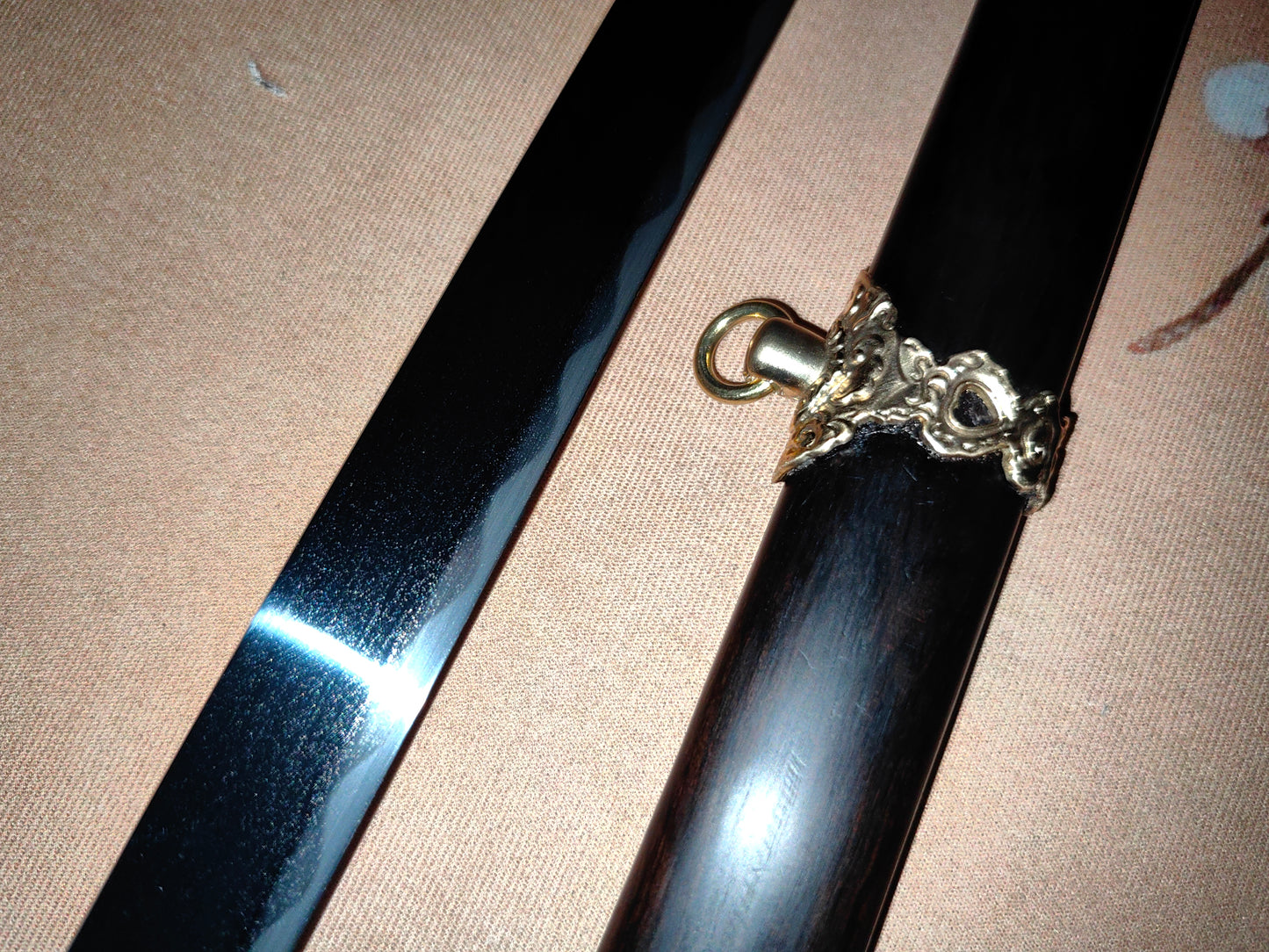 【镔铁水龙唐刀】Patterned Wootz Steel Tang Dynasty Dao – “Water Dragon” Clay-Hardened Blade