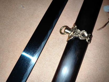 【镔铁水龙唐刀】Patterned Wootz Steel Tang Dynasty Dao – “Water Dragon” Clay-Hardened Blade