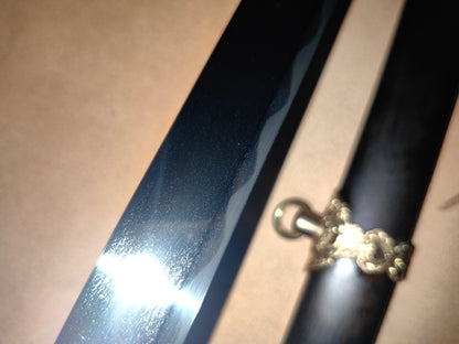 【镔铁水龙唐刀】Patterned Wootz Steel Tang Dynasty Dao – “Water Dragon” Clay-Hardened Blade