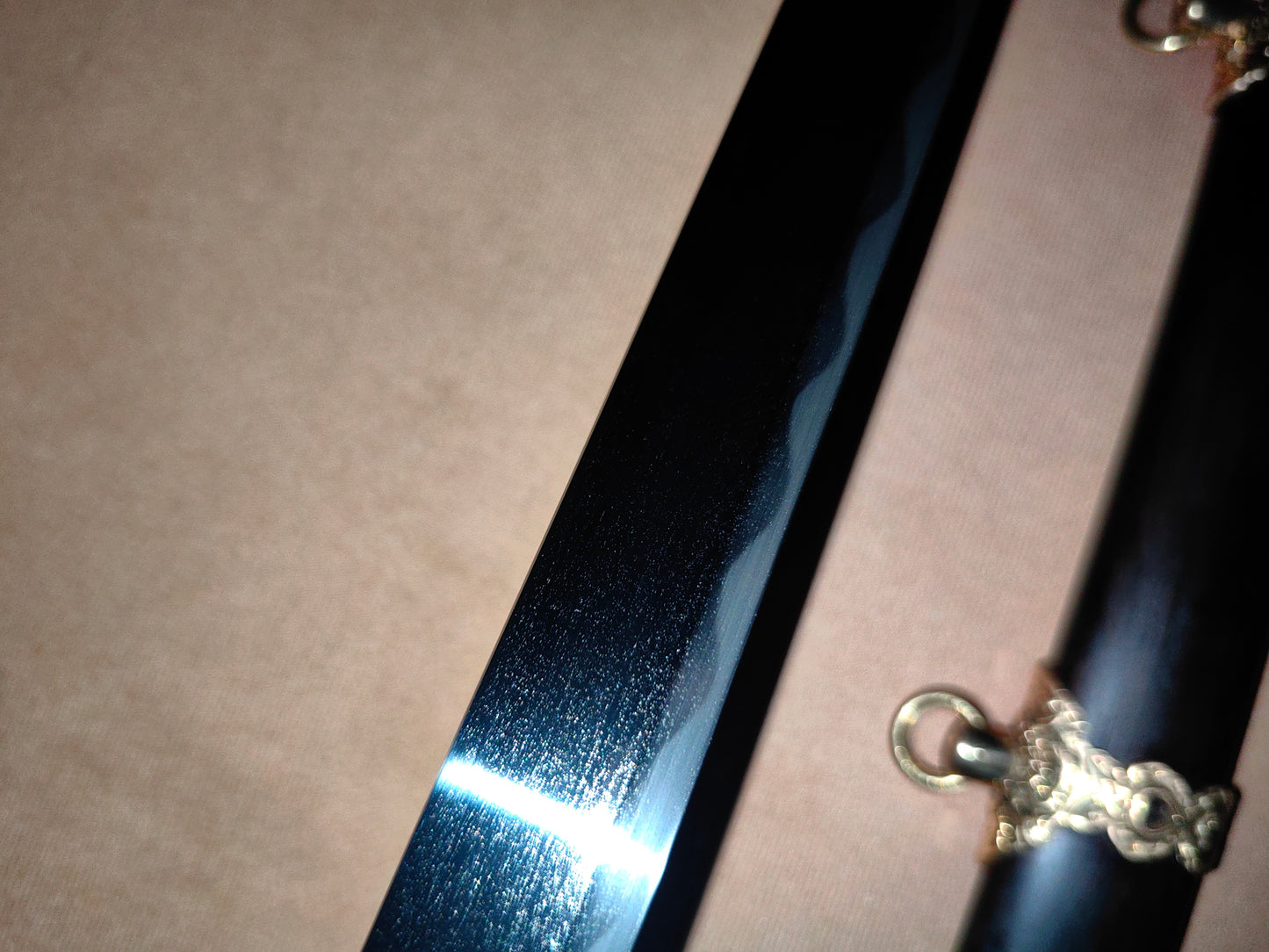 【镔铁水龙唐刀】Patterned Wootz Steel Tang Dynasty Dao – “Water Dragon” Clay-Hardened Blade