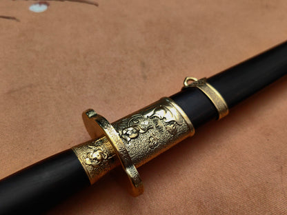【莲花装环首明剑】Lotus Ring Pommel Ming Jian – Hand-Forged 60Si2Mn Steel