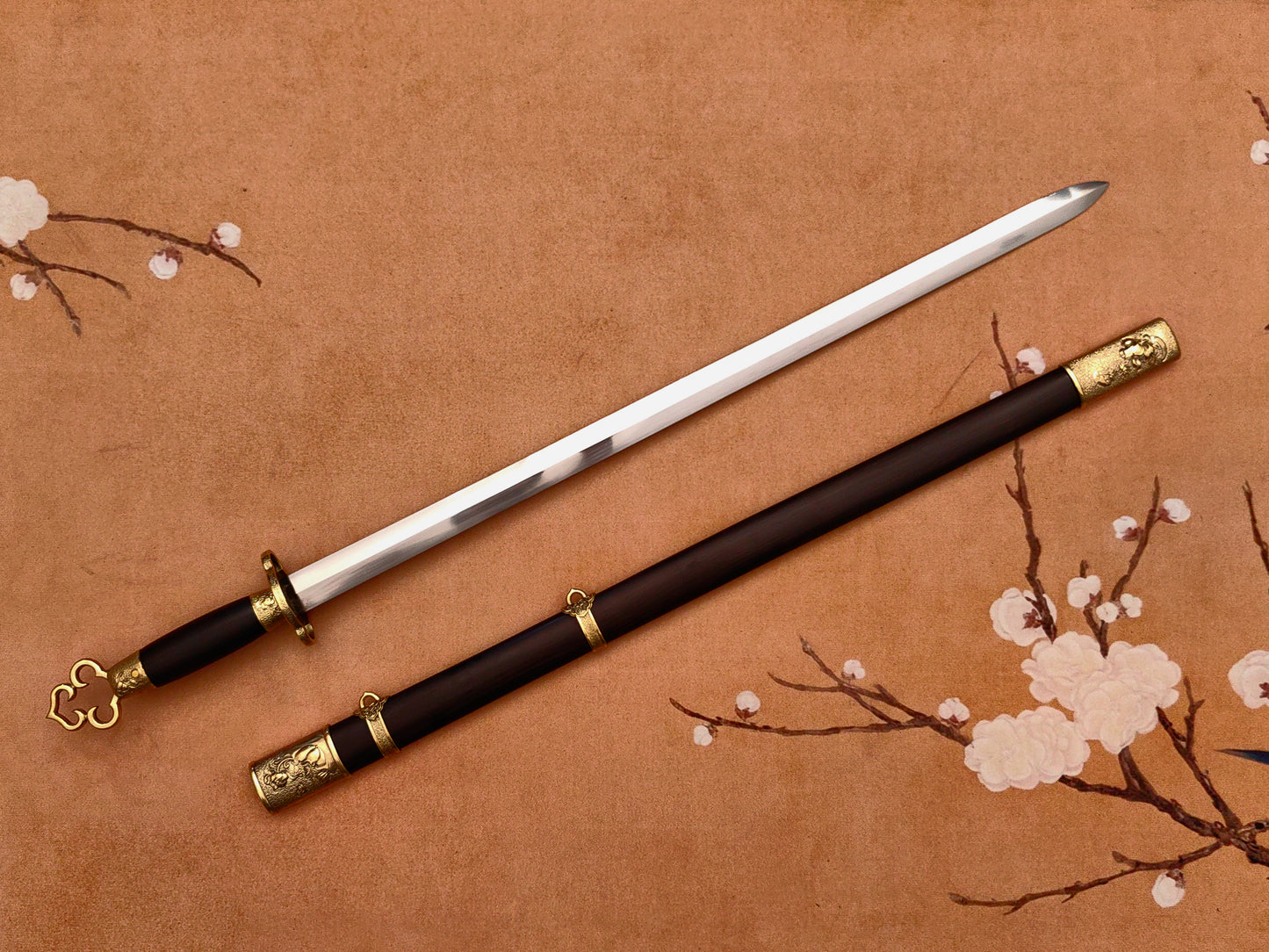 【莲花装环首明剑】Lotus Ring Pommel Ming Jian – Hand-Forged 60Si2Mn Steel