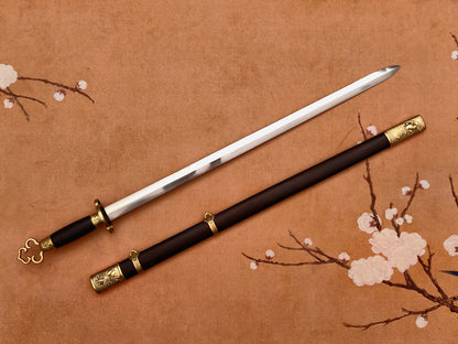 【莲花装环首明剑】Lotus Ring Pommel Ming Jian – Hand-Forged 60Si2Mn Steel