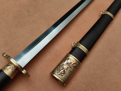 【莲花装环首明剑】Lotus Ring Pommel Ming Jian – Hand-Forged 60Si2Mn Steel