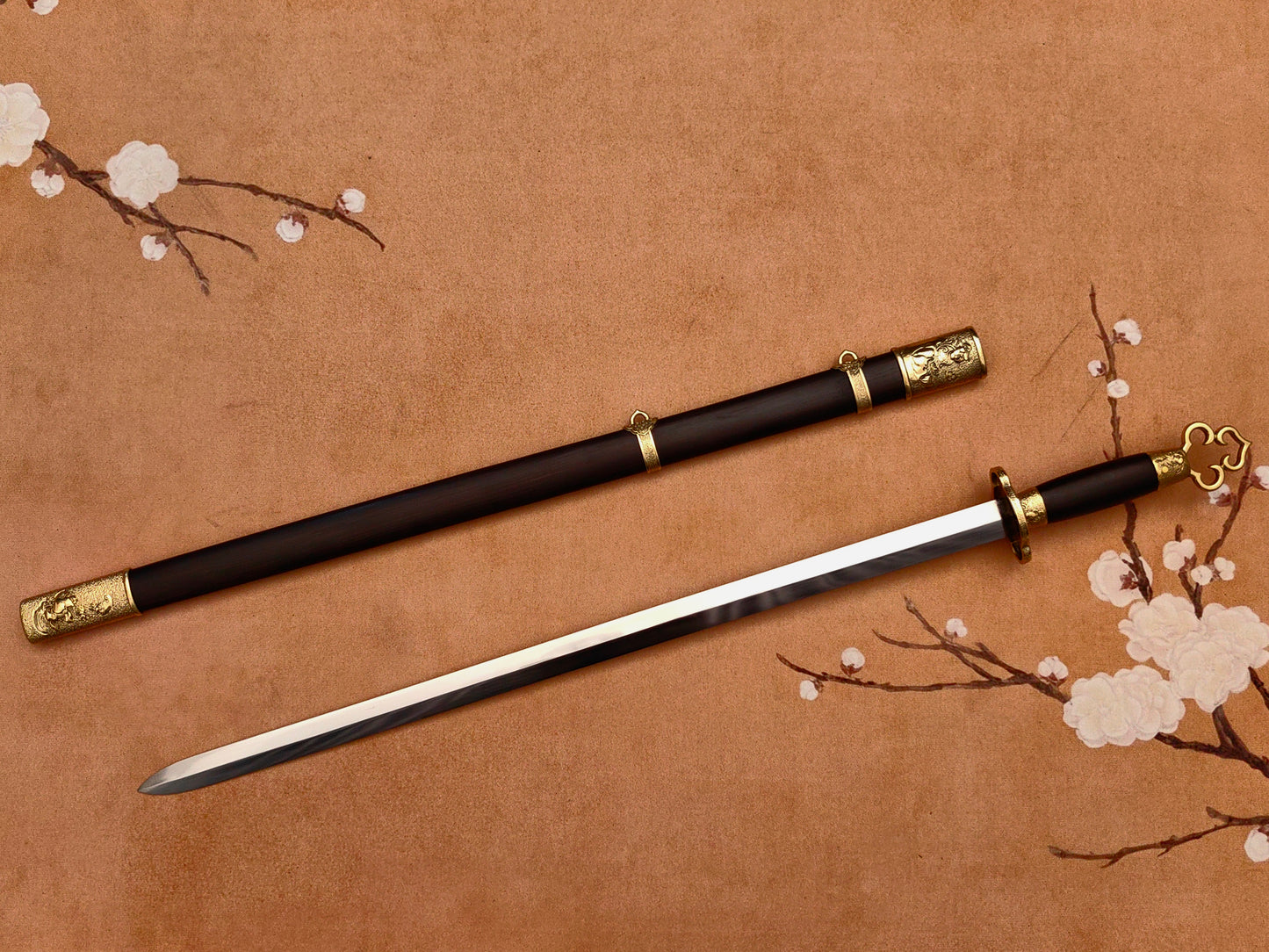 【莲花装环首明剑】Lotus Ring Pommel Ming Jian – Hand-Forged 60Si2Mn Steel