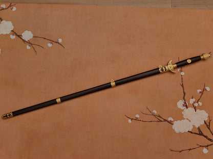 【铜装黑檀木锰钢小龙泉剑】Lightweight Longquan Sword – 65Mn Spring Steel, Brass Fittings, Ebony Mounts