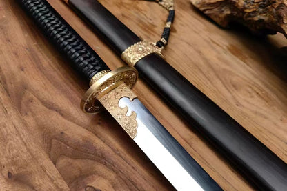 【铜装锰钢黑檀鞘苗刀】Hand-Forged Miaodao | 60Si2Mn Spring Steel Long Saber