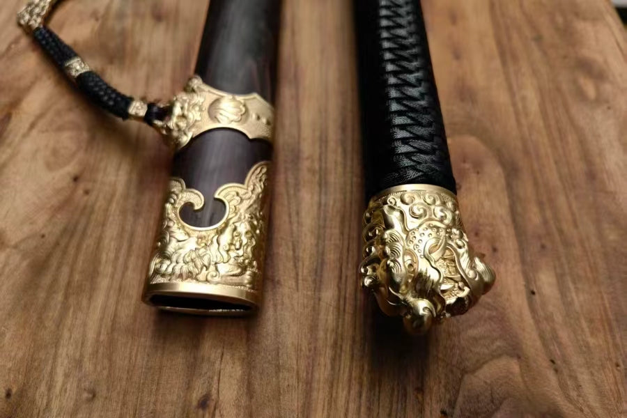 【铜装锰钢黑檀鞘苗刀】Hand-Forged Miaodao | 60Si2Mn Spring Steel Long Saber