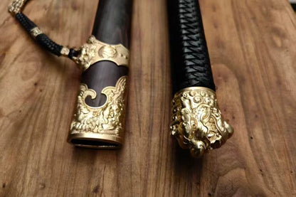 【铜装锰钢黑檀鞘苗刀】Hand-Forged Miaodao | 60Si2Mn Spring Steel Long Saber