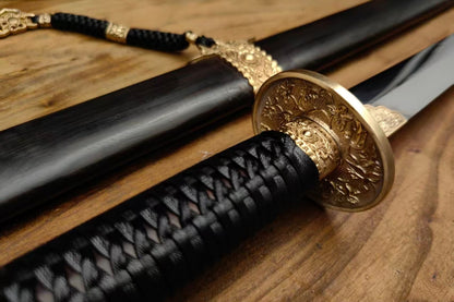 【铜装锰钢黑檀鞘苗刀】Hand-Forged Miaodao | 60Si2Mn Spring Steel Long Saber