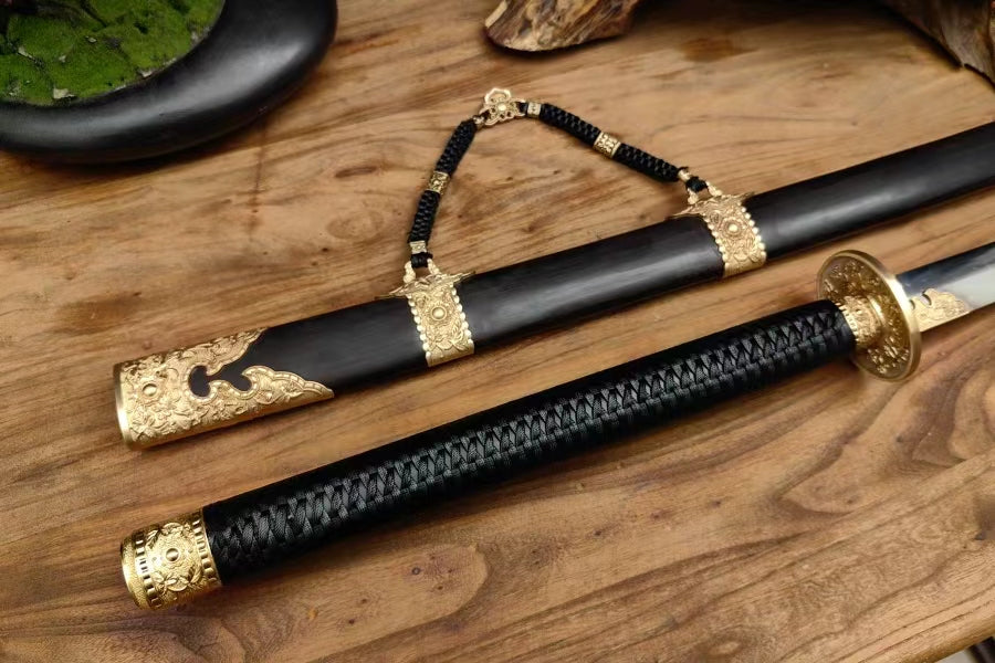 【铜装锰钢黑檀鞘苗刀】Hand-Forged Miaodao | 60Si2Mn Spring Steel Long Saber