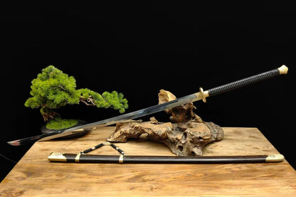 【铜装锰钢黑檀鞘苗刀】Hand-Forged Miaodao | 60Si2Mn Spring Steel Long Saber