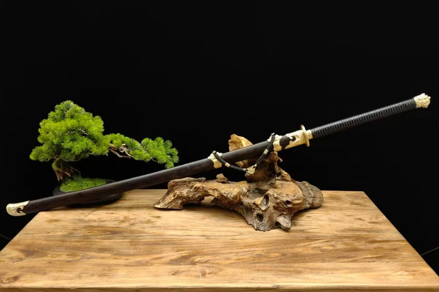 【铜装锰钢黑檀鞘苗刀】Hand-Forged Miaodao | 60Si2Mn Spring Steel Long Saber