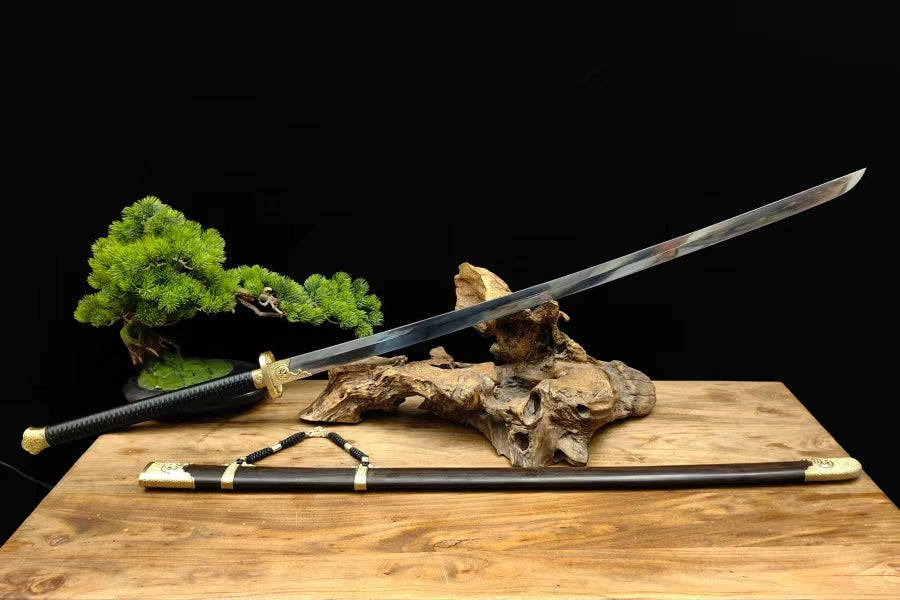 【铜装锰钢黑檀鞘苗刀】Hand-Forged Miaodao | 60Si2Mn Spring Steel Long Saber