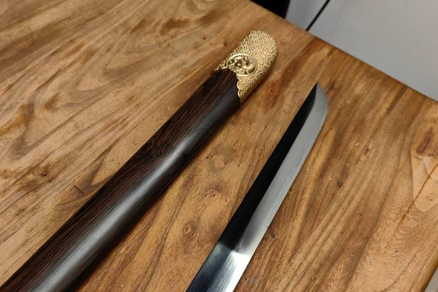【铜装锰钢黑檀鞘苗刀】Hand-Forged Miaodao | 60Si2Mn Spring Steel Long Saber