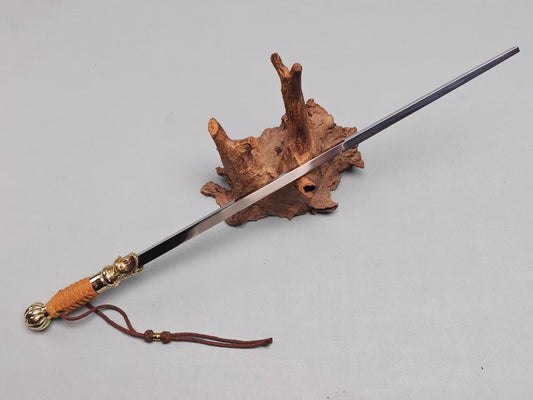 【活龙眼仿锏】Traditional Chinese sword breaker– 65Mn Spring Steel Blade with Polished Brass Fittings