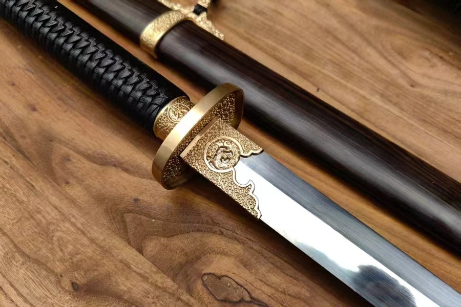 【铜装锰钢黑檀鞘苗刀】Hand-Forged Miaodao | 60Si2Mn Spring Steel Long Saber