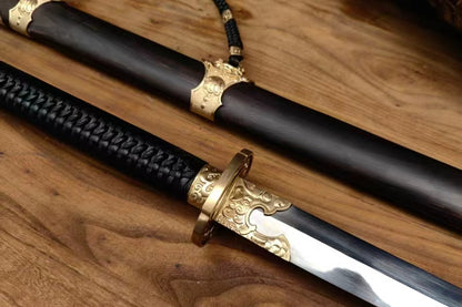 【铜装锰钢黑檀鞘苗刀】Hand-Forged Miaodao | 60Si2Mn Spring Steel Long Saber
