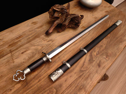 【莲花装环首明剑】Lotus Ring Pommel Ming Jian – Hand-Forged 60Si2Mn Steel