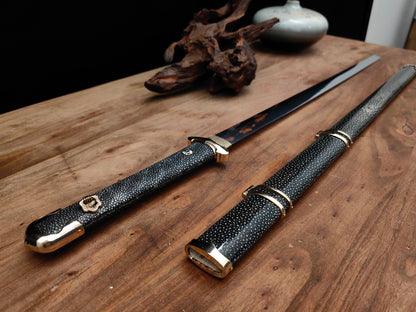 Tang Dao with Crossguard and Pommel (Genuine Rayskin Edition)