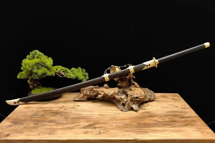 【铜装锰钢黑檀鞘苗刀】Hand-Forged Miaodao | 60Si2Mn Spring Steel Long Saber