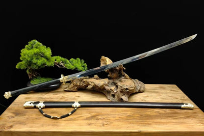 【铜装锰钢黑檀鞘苗刀】Hand-Forged Miaodao | 60Si2Mn Spring Steel Long Saber