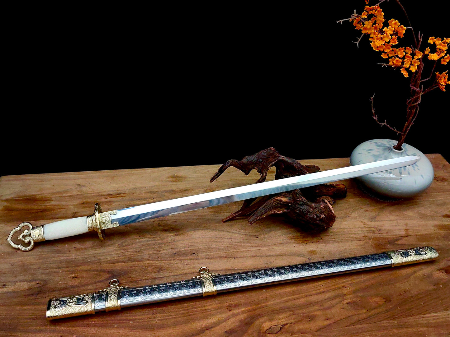 Winter Plum Jian (傲雪寒梅剑) – Hand-Forged Chinese Sword with Stainless Steel Scabbard
