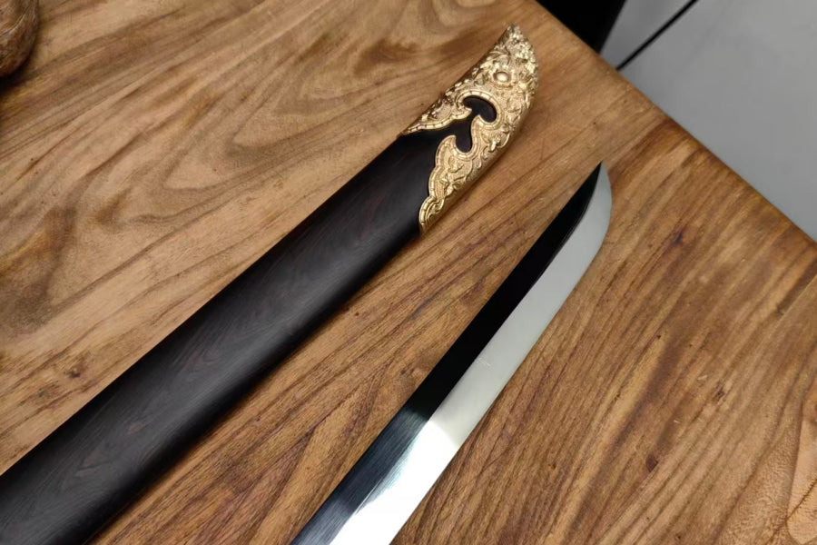 【铜装锰钢黑檀鞘苗刀】Hand-Forged Miaodao | 60Si2Mn Spring Steel Long Saber