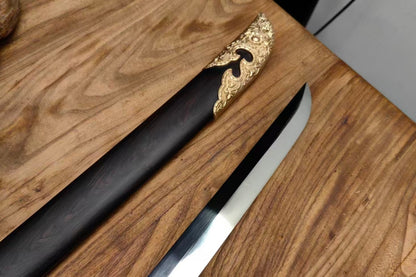 【铜装锰钢黑檀鞘苗刀】Hand-Forged Miaodao | 60Si2Mn Spring Steel Long Saber